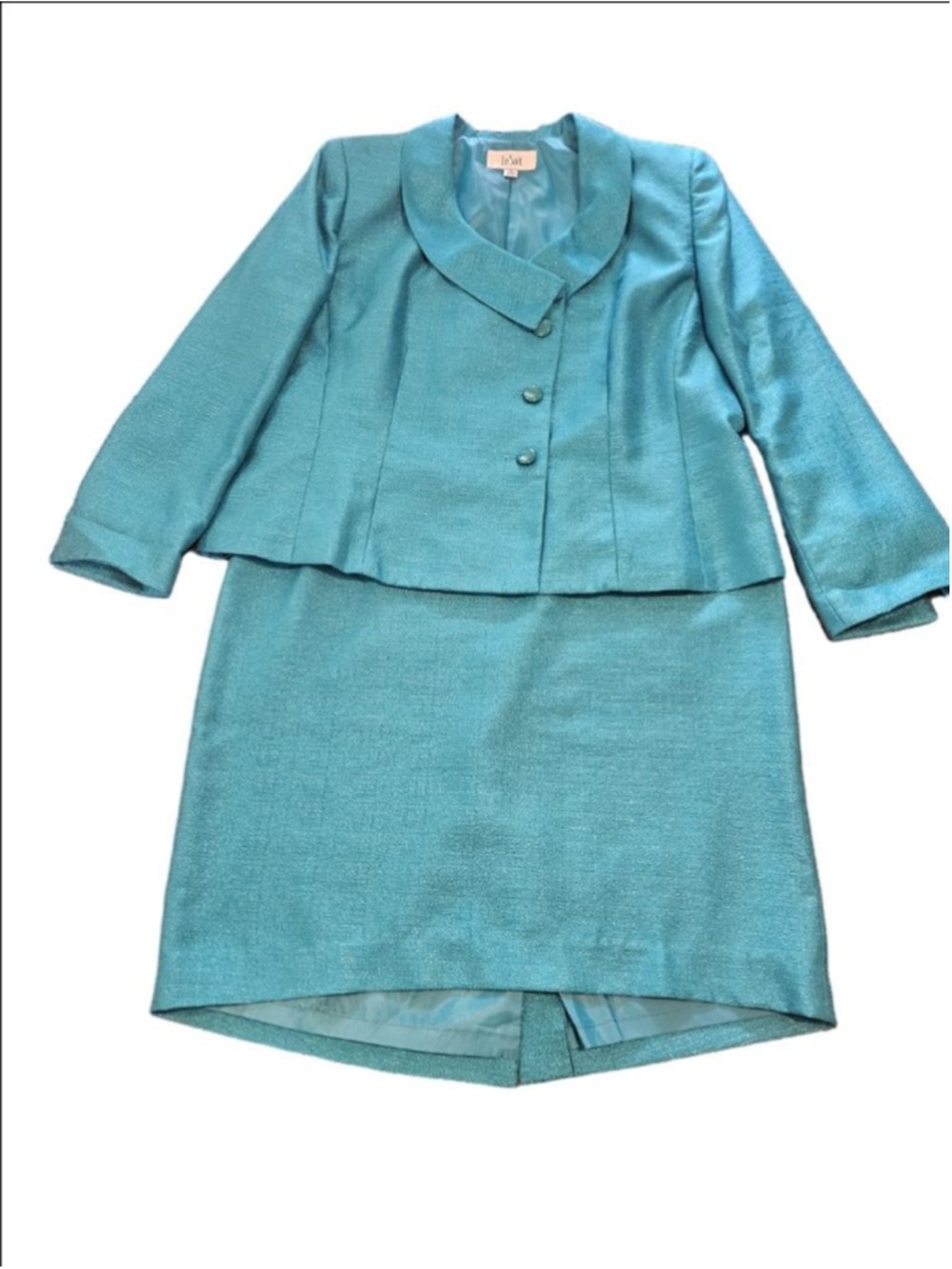 Women's Le Suit Teal Skirt Suit Plus Size 18